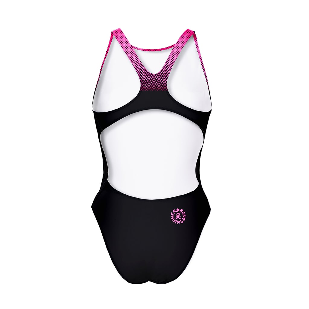 Swimsuit Woman One Piece Training Pinup 439pf Nero Fucsia Boneswimmer