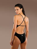 Fato de banho inteiro feminino para praia Alte - Preto Total