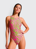 Costume intero donna da allenamento PINUP 564PF - Acid stripes