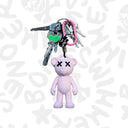 Teddy Psycho Charm - Rosa Chiaro + Nero