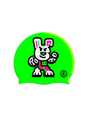 Cuffia silicone 188CS Murales verde fluo con coniglio grafico - BONESWIMMER