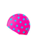Cuffia da nuoto in tessuto eco L092CF Fucsia stella azzurra, vista frontale
