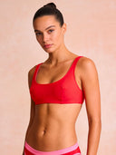 Top bikini donna da mare Hawaii L03HA - Rosso fluo, vista frontale