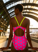 Bañador entero mujer para entrenamiento IBIZA 245IF - Fucsia estrella azul