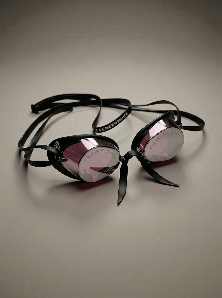 Occhialini Svedesi Mirror con silicone Soft Frame — Rosa Specchio Silver