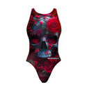 Costume intero donna da allenamento Pinup 520P - Teschio Cremisi