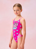 Costume intero bambina da mare Alte L041AF - Angelo, dettaglio indossato