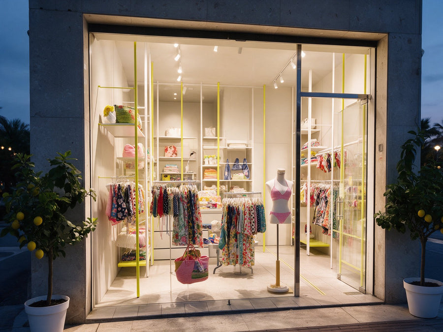 Il negozio di Riccione all’angolo, la sera