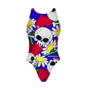 Costume intero bambina da allenamento Pinup 482P - Skull Margherite