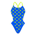 Costume intero donna da mare Alte L022AF - Turchese Stelle Gialle