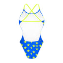 Costume intero donna da mare Alte L022AF - Turchese Stelle Gialle
