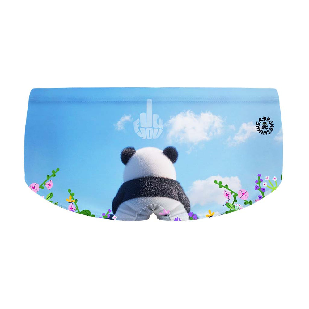 Costume taglio parigamba da uomo per allenamento nuoto in piscina Boneswimmer, modello UCLA 198U ECCO! con stampa di un panda arrabbiato di schiena, retro