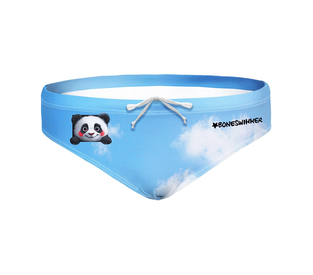 Costume da allenamento nuoto in piscina Boneswimmer da uomo, modello slip H2OTTO 377H - ECCO! con stampa di un panda arrabbiato di schiena, fronte