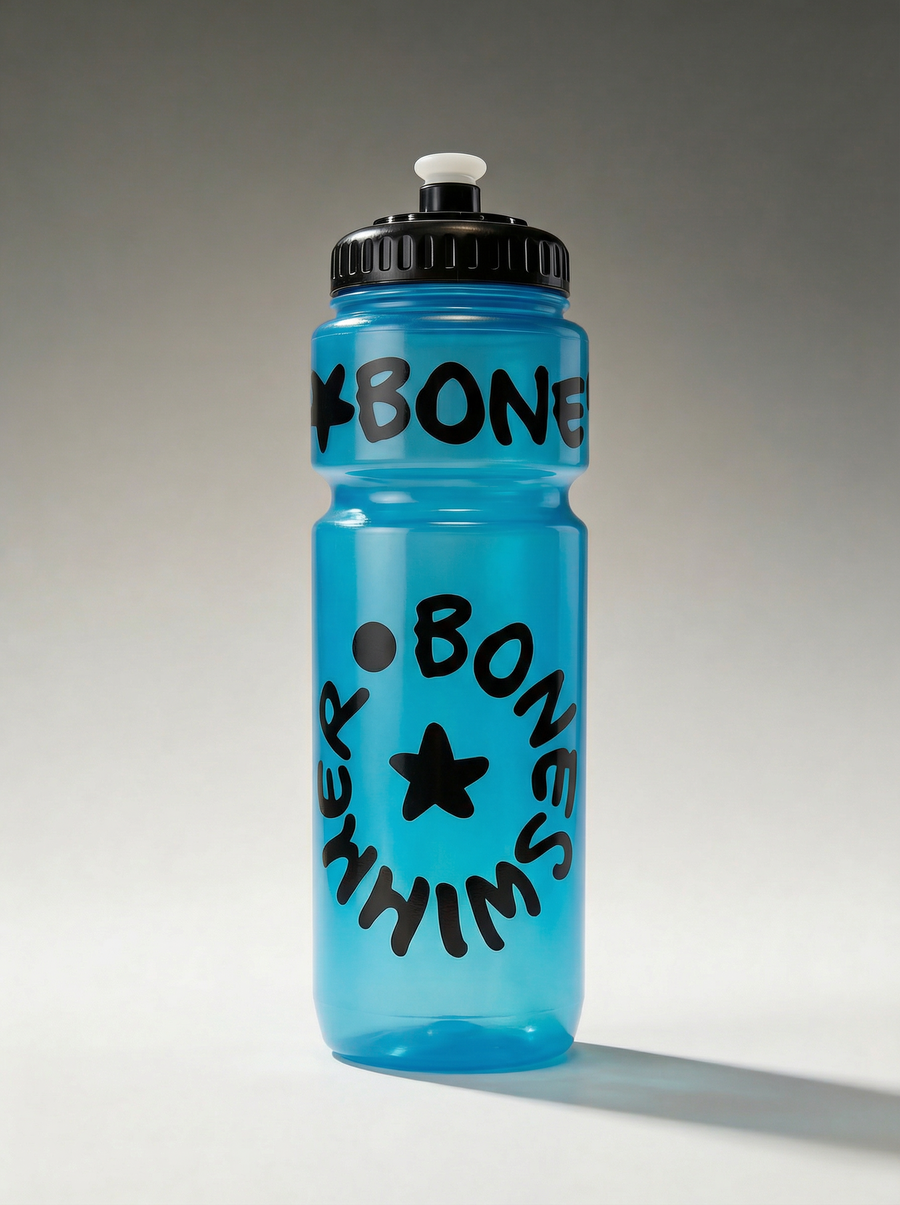 Borraccia Sport 750 ml con Tappo Beccuccio — BONESWIMMER Azzurra Trasparente Logo Nero