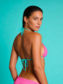 Top bikini donna da mare Santorini L02SA - Fucsia fluo, vista posteriore