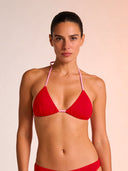 Top bikini donna da mare Santorini L03SA - Rosso fluo, vista frontale
